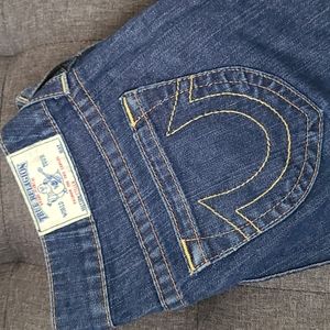 True Religion dark wash straight leg jeans